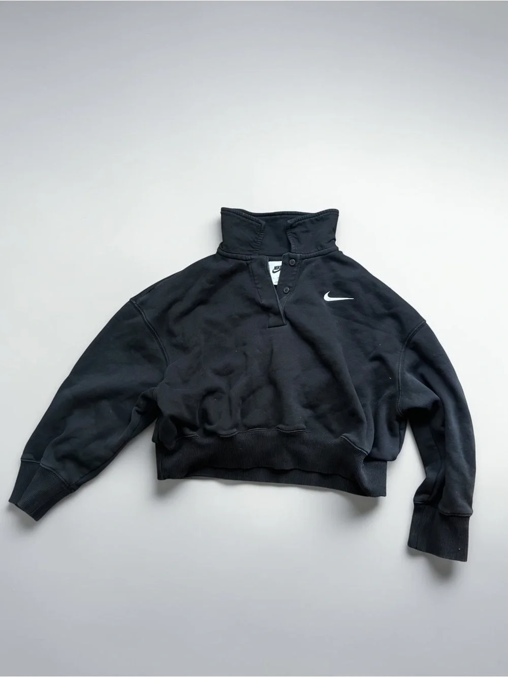 Nike Black Cropped Quarter-Snap Turtleneck Sweatshirt